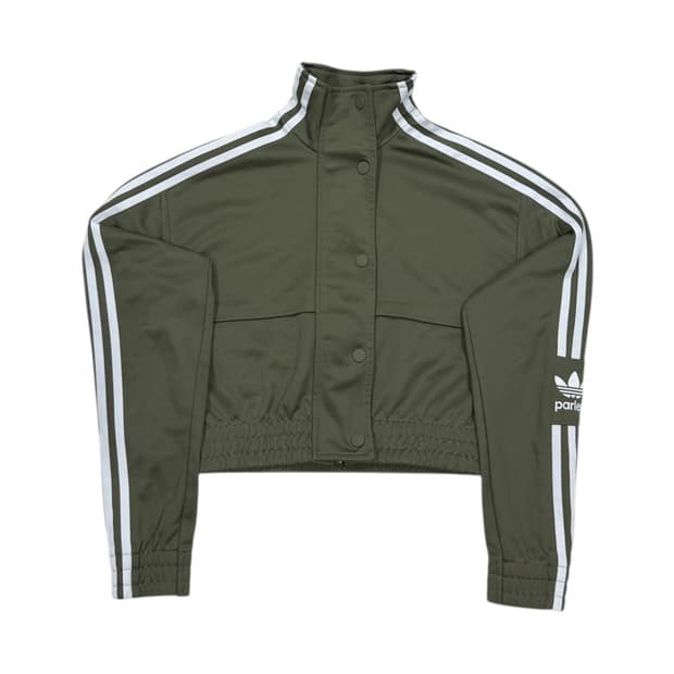 아디다스 펄리 크롭 트랙탑 삼선 자켓 카키 2XS