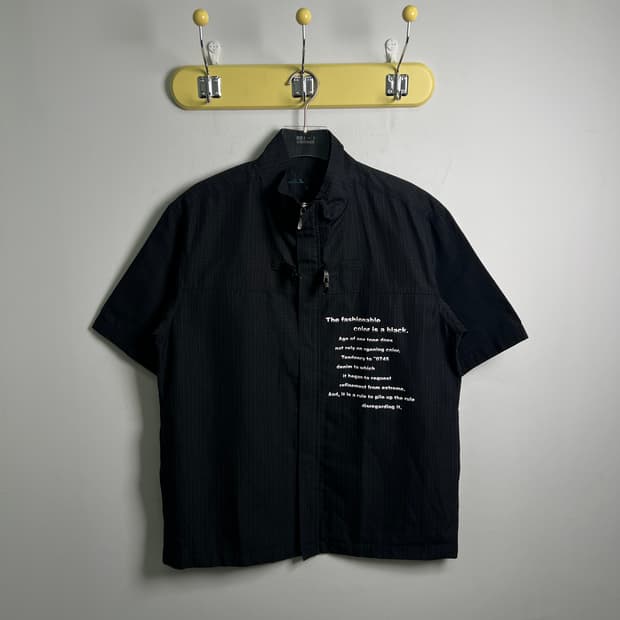 jpn vtg 빈티지 블랙 스트라이프 반팔 집업 자켓 L