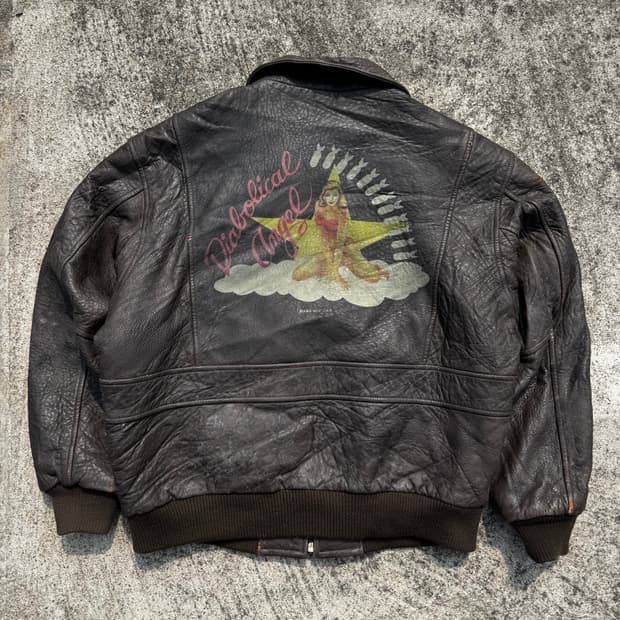 [L] Bugle Boy 핀업걸 항공 가죽 자켓