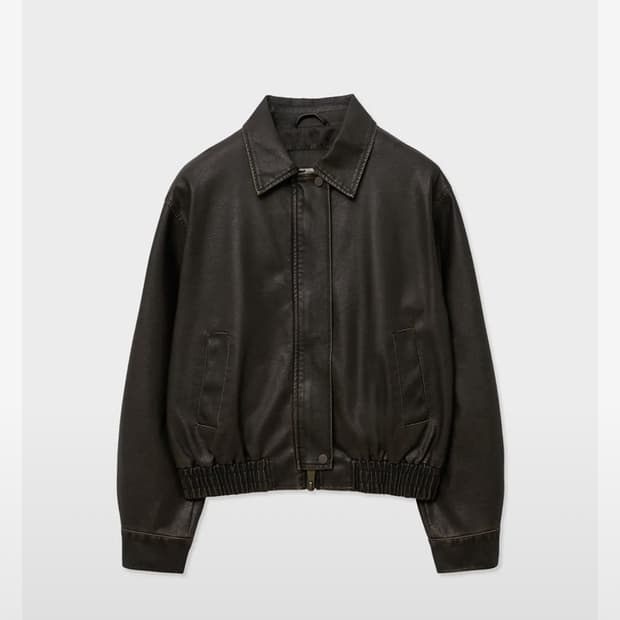 VINTAGE COATING LEATHER JUMPER_BROWN