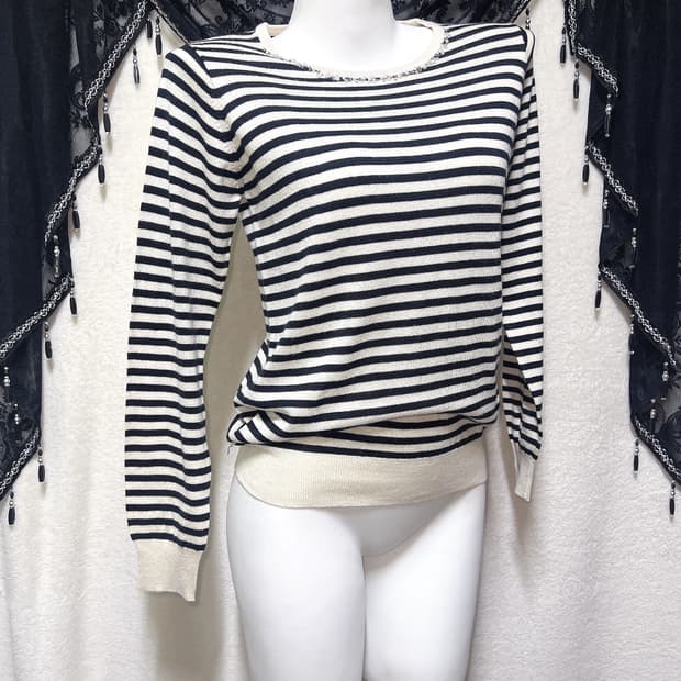 글래시어 GLACIER 로맨틱갸루 스트라이프 진주 로걀탑 라떼 러힙 너드