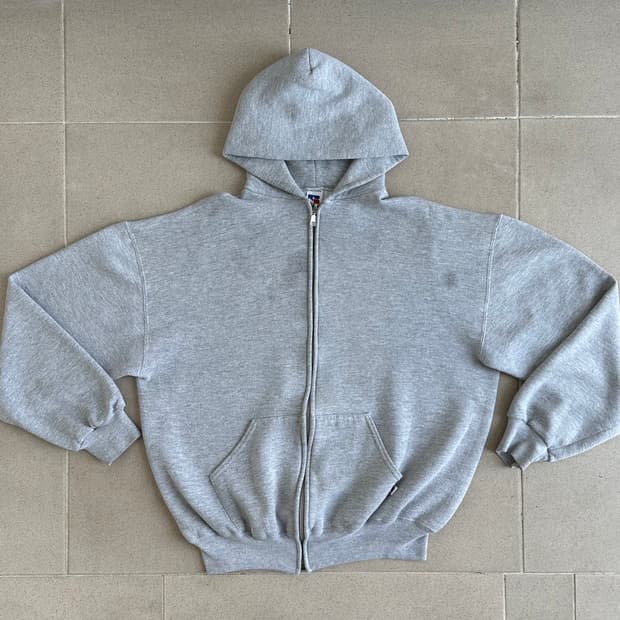 90s 빈티지 러셀 후드집업 그레이 XL USA