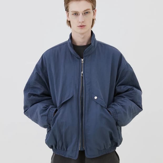 이에이 와이어 컬러 오버사이즈 점퍼 패딩 자켓 블루 L