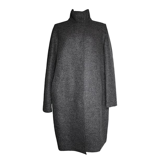 Harris Wharf London 그레이 프레스드 울 코트 42