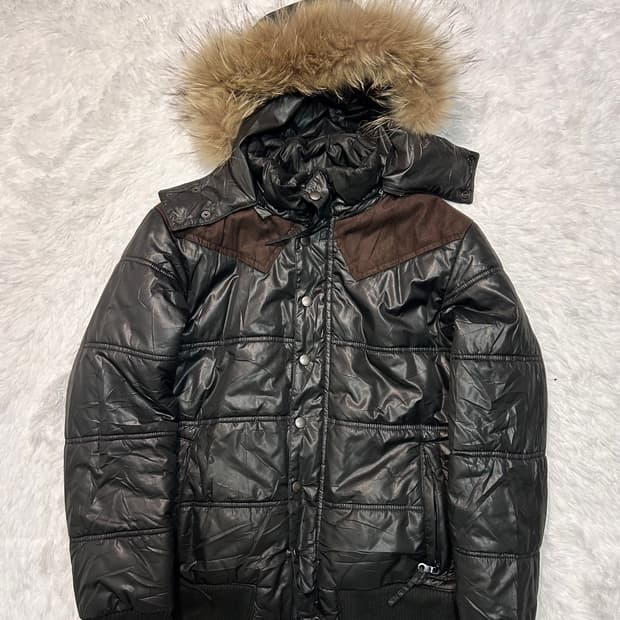 western suade patch hood fur padding