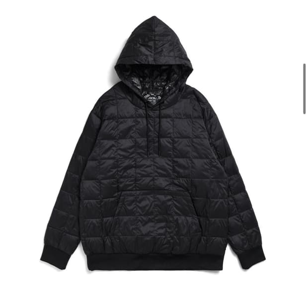 타이온 베이직 리브 다운 후드 경량 패딩 블랙