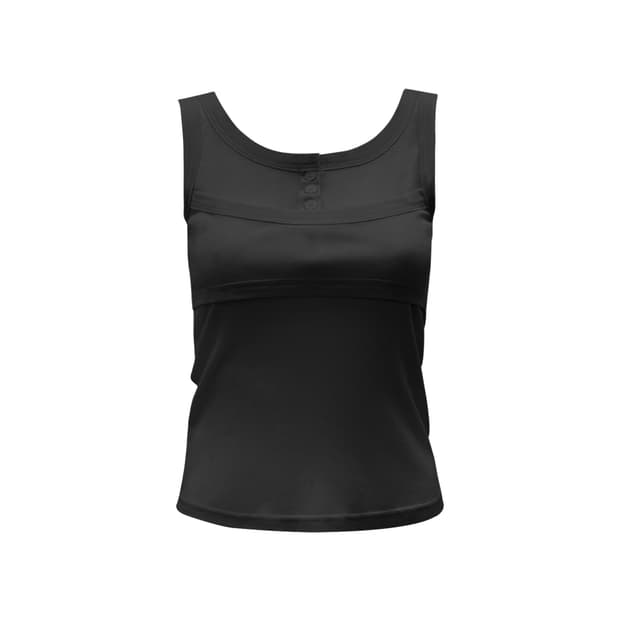 체메씨 LAYERED HENLEY SLEEVELESS (CHARCOAL)