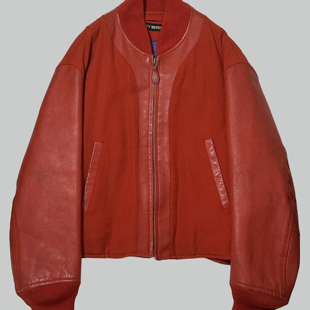 이세이 미야케 레더 봄버 자켓