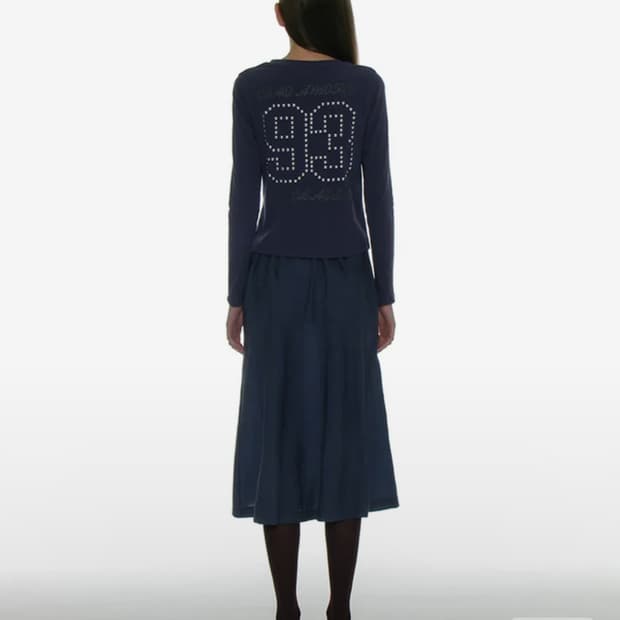 파르티멘토 우먼 93 스터디드 프린티드 롱 슬리브 티 퍼플