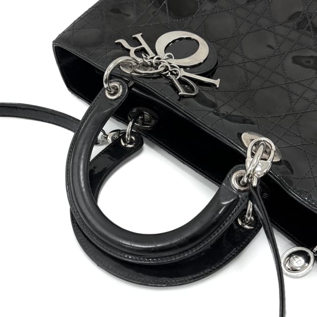 디올 레이디 라지 페이턴트 2WAY백