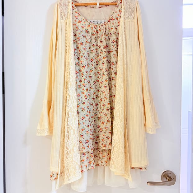 axes femme 꽃무늬 원피스 레이스 가디건 세트