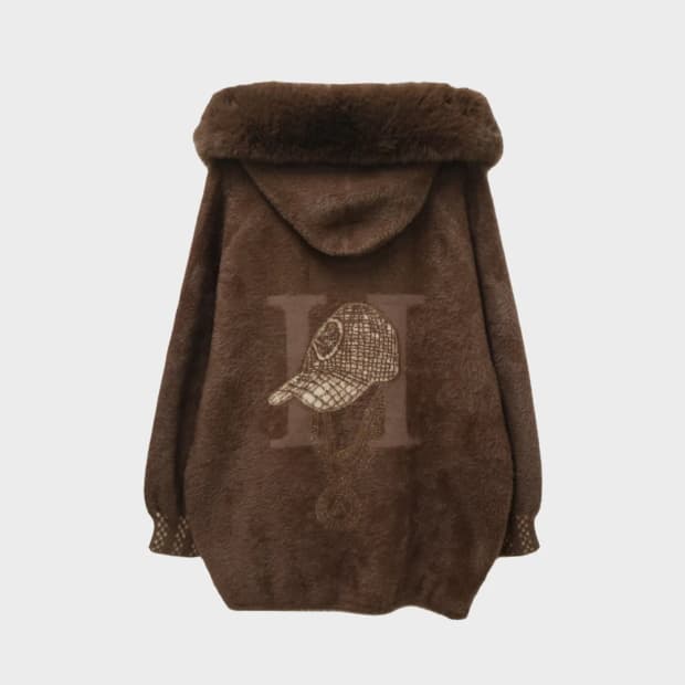 부들이 퍼 니트 후드 집업 61462