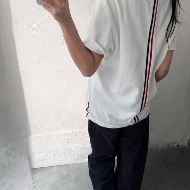 Thom Browne 톰브라운 백삼선 화이트컬러 PK 카라티셔츠