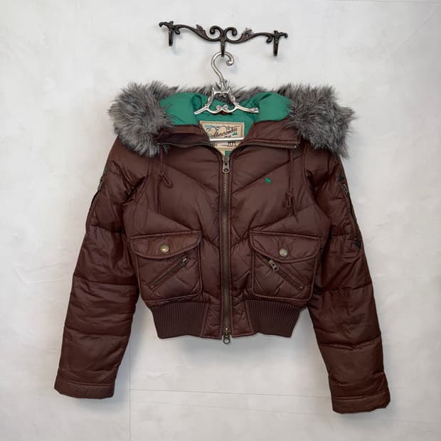 Abercrombie brown wolf jaw puffer jk