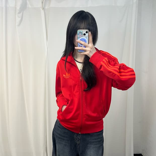 Adidas red vintage Firebird jersey