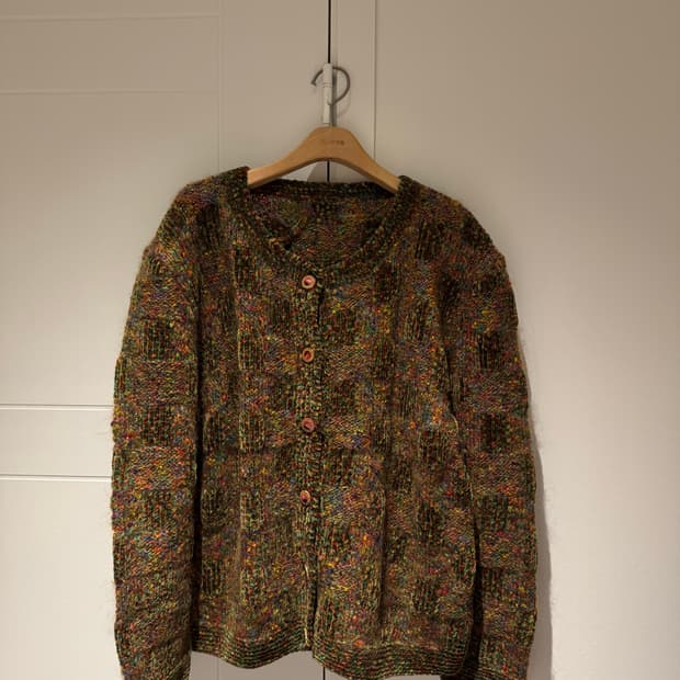 빈티지 체크니트자켓