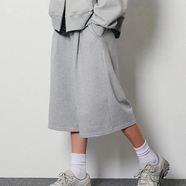 가까이유니온즈 원턱 8부 스웨트 버뮤다 팬츠 그레이