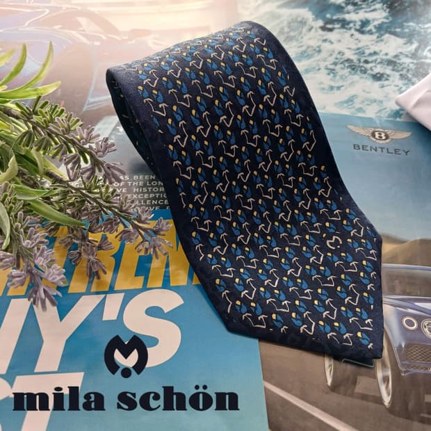 밀라숀 실크 네이비 앵커 패턴 넥타이 8.8cm A+등급 A18560
