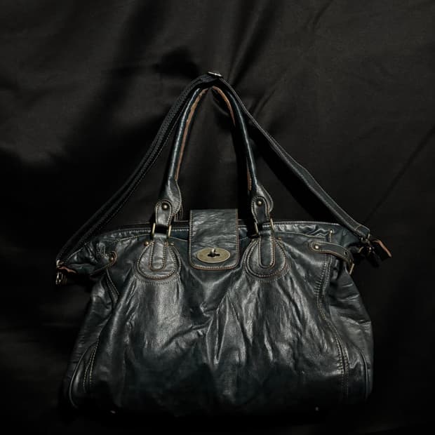 "Unknown" 00's Dark Blue Leather Bag