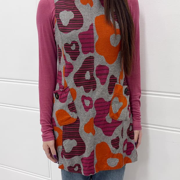 nuovo quaranta 빈티지 컬러 믹스 호피 원피스