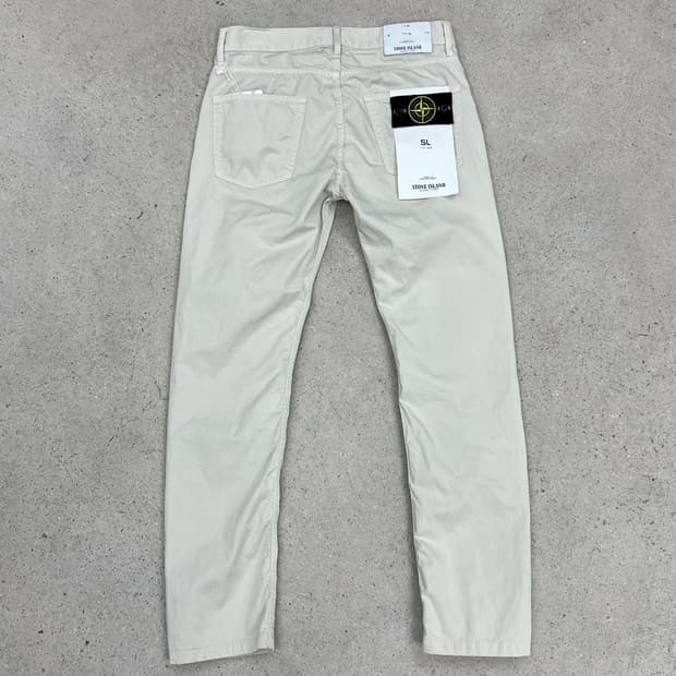 스톤아일랜드 와펜 아이보리 코튼 팬츠