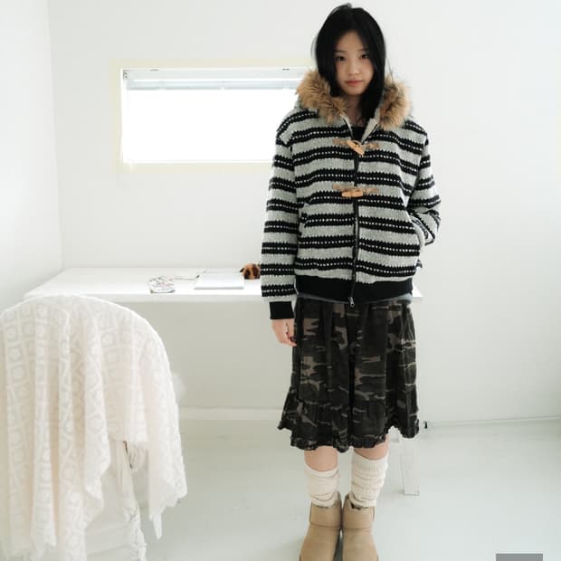 인앤양인하모니 Knit hooded jacket, striped