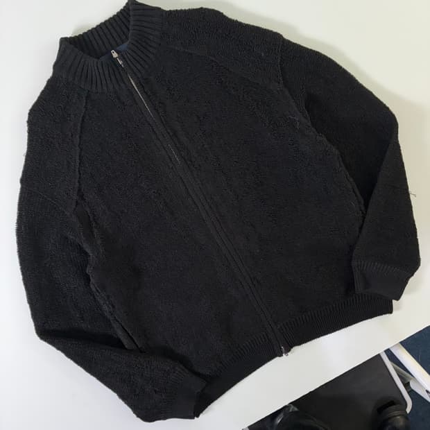 Juun.j 준지 24F/W 부클 인레이 풀집업2-way 블랙 가디건