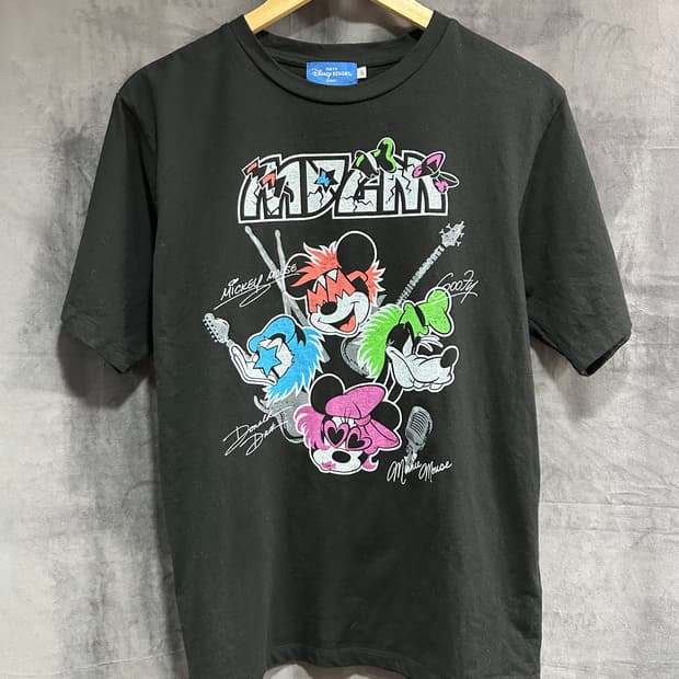 디즈니 Disney 도쿄 디즈니 리조트 록밴드 미키 미니 반팔 티셔츠 L