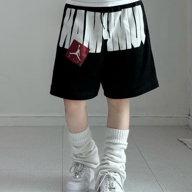 조던 블랙 로고 메쉬 하프 팬츠