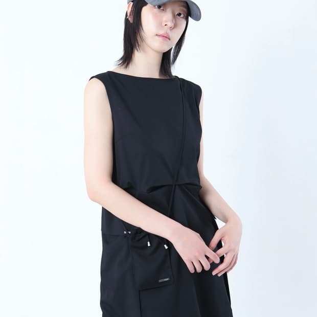 미세키서울 Pocket shirts one piece BLACK