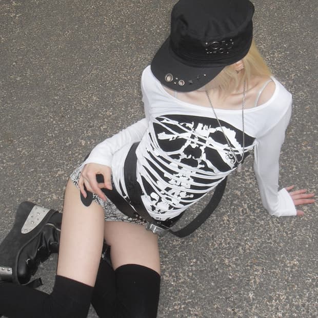 유스이즈유어스 Y13 SKELETON GRUNGE LAYERED LONG