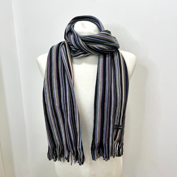 일본 빈티지 모리걸 스트라이프 테슬 머플러