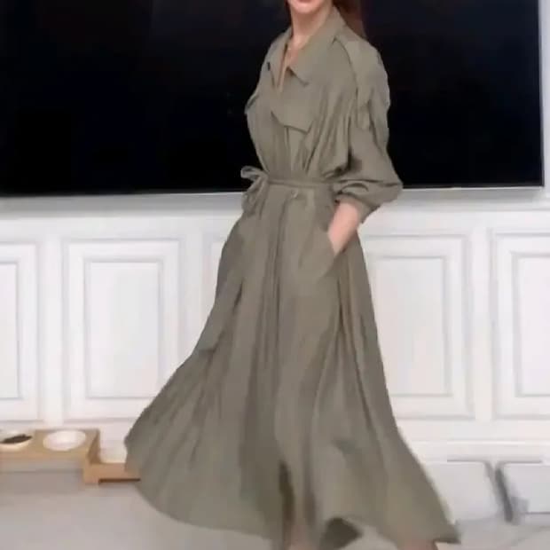 😍무배)줄로그 트렌치원피스