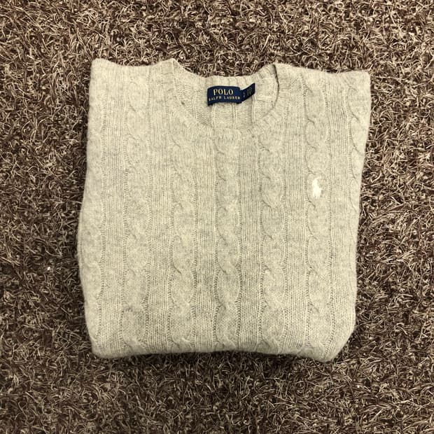 폴로 랄프로렌 캐시미어 울 케이블 니트 스웨터