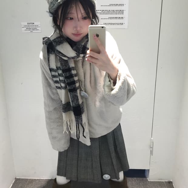 빈티지 폭닥 체크 코디세트 