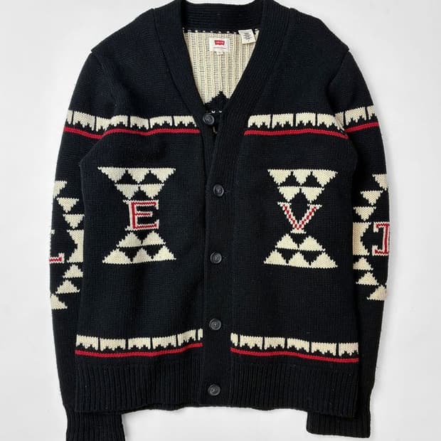리바이스 00s 양모 코위찬 헤비 레터맨 니트 가디건 PN5308