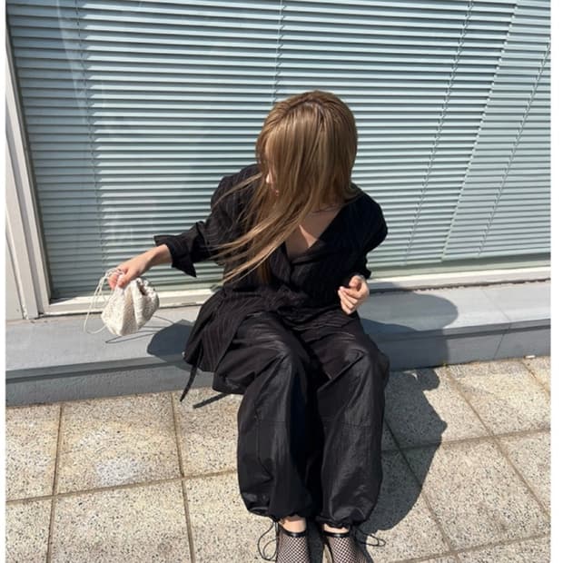 유연룸 비즈 코팅 나일론 파라슈트 팬츠