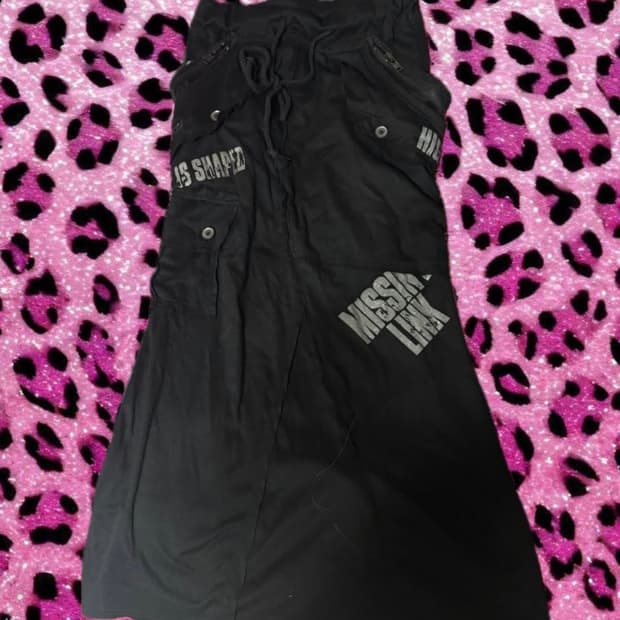 빈티지 갸루 펑크 블랙 롱스커트