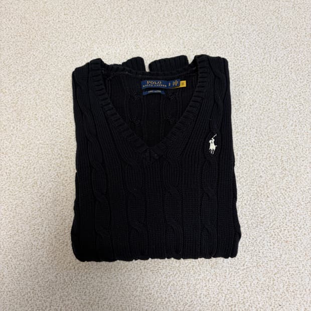 폴로 랄프로렌 여성 케이블 니트 블랙