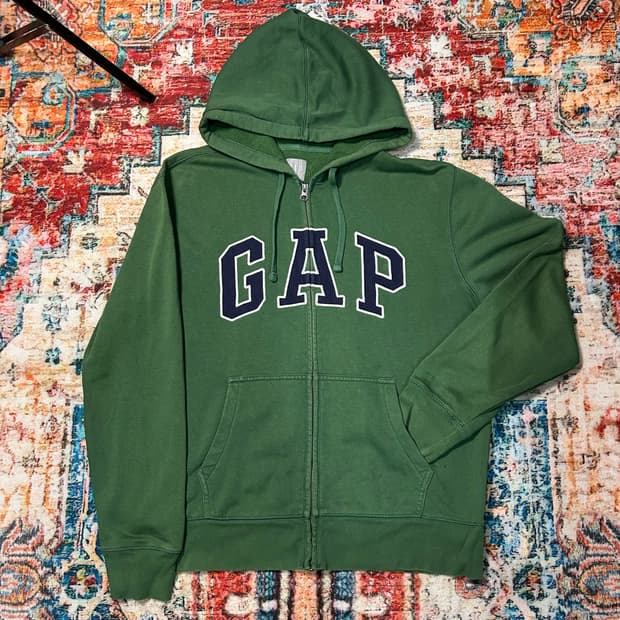 [L] GAP 갭 아치로고 그린 후드집업