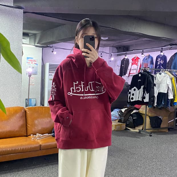 본더치 빅로고 버건디 후드티 B3339