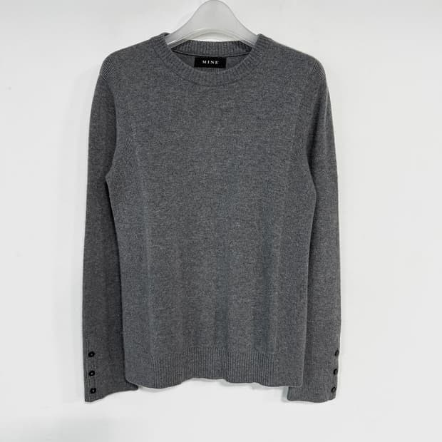 마인 커프스 버튼 캐시미어 니트 탑 (GREY)