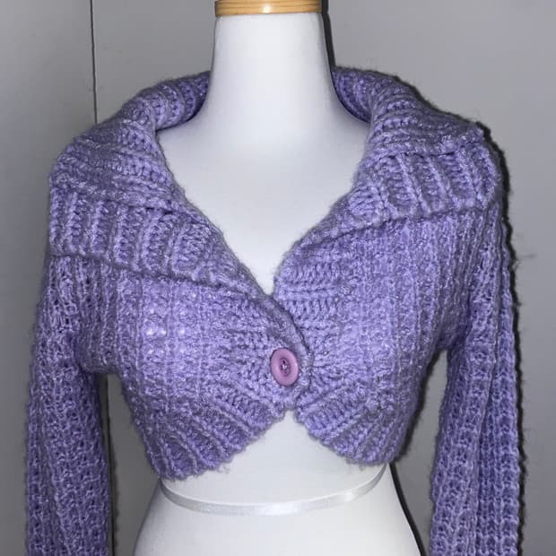 연보라 니트 가디건