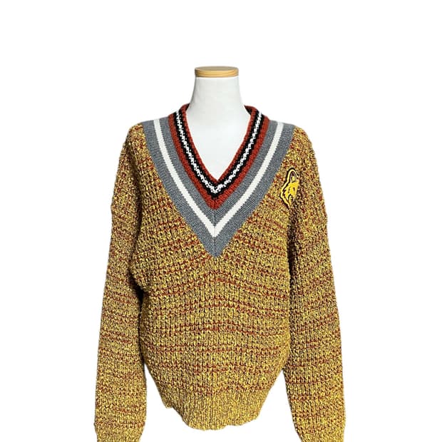 (새상품) 메종키츠네 브이넥 니트 옐로우 겨울니트 남녀공용S