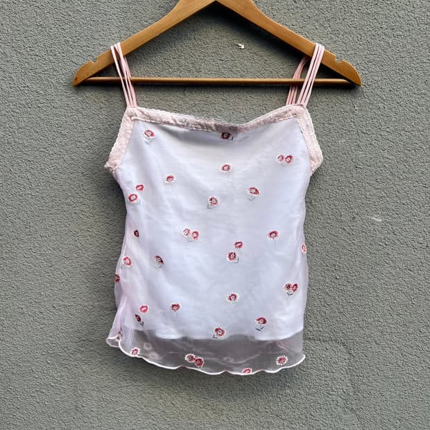 Pink Floral Lace Sleeveless Top