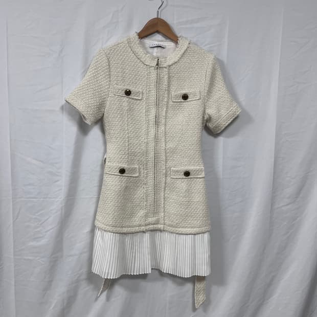 산드로(SANDRO) 트위드 플리츠 원피스