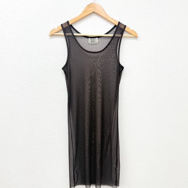 빈티지 RNA-N 브라운 시스루 레이어드 슬리브리스