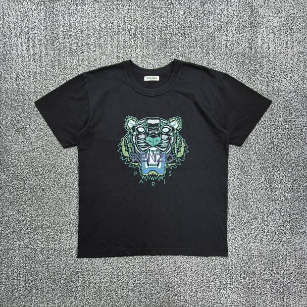 빈티지9. 겐조 KENZO 타이거 자수 반팔 티셔츠 블랙