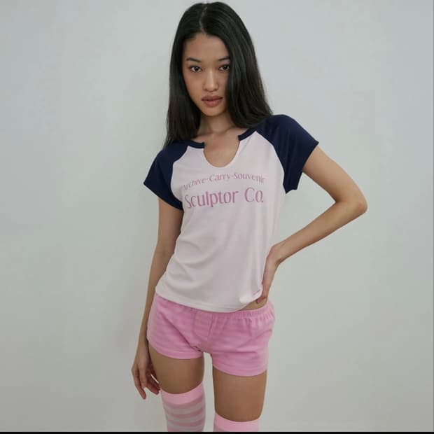 스컬프터 레글런 티 베이비핑크