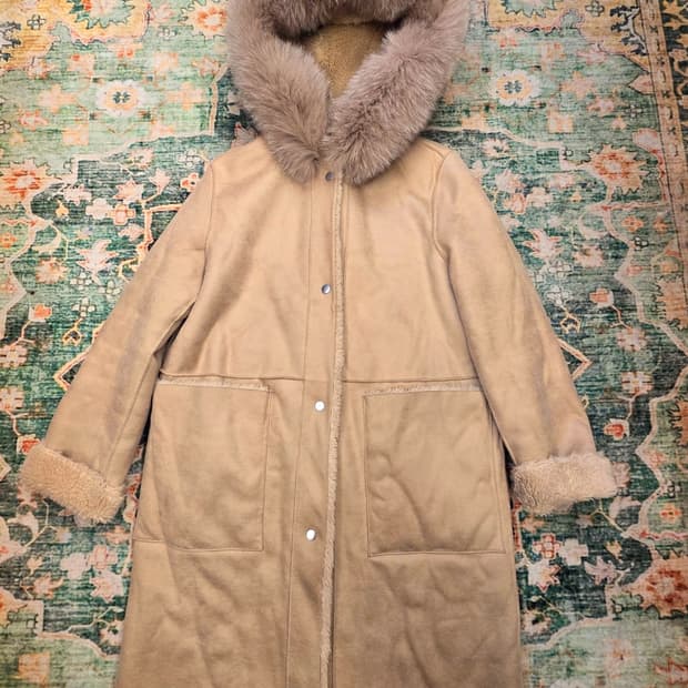 빈티지 양모폭스퍼후드 무스탕